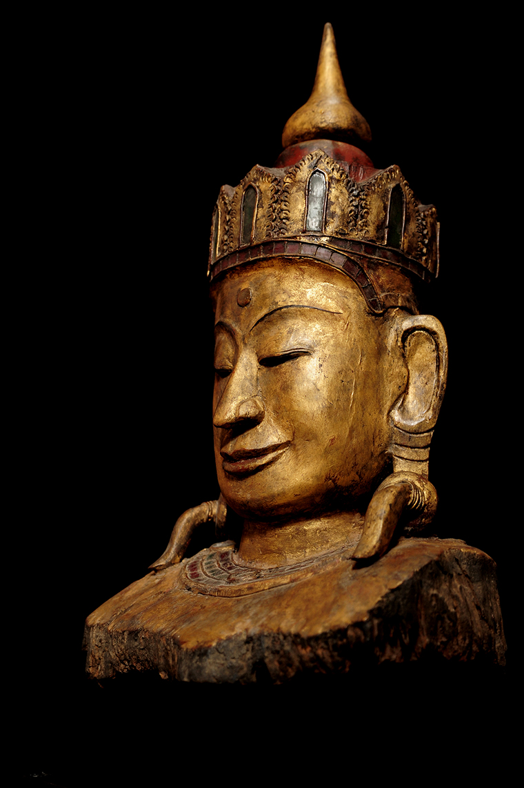 Extremely Rare 18C Wood Shan Burmese Buddha Torso #BB443